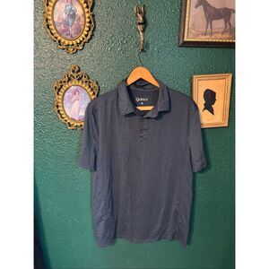 Quince Polo Shirt Mens Medium Dark Blue Short Sleeve 2 Button Performance Golf
